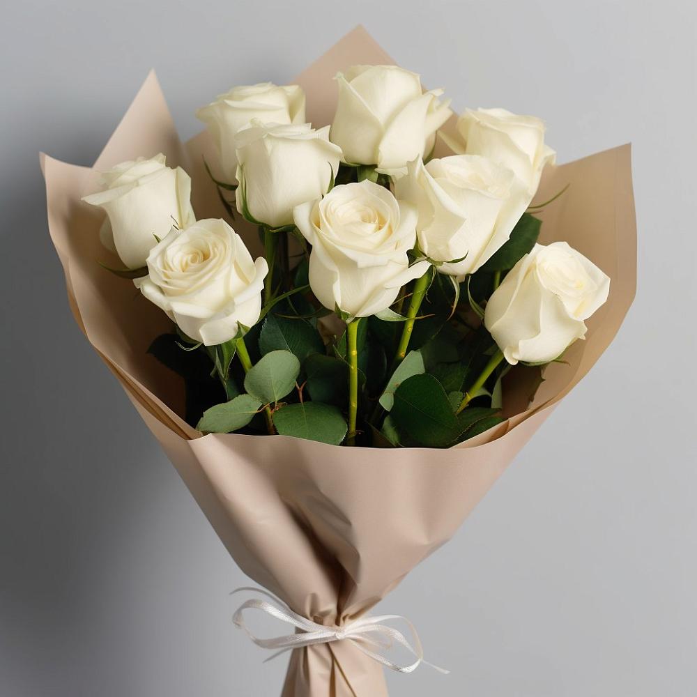 Букет 9 Белых роз Эдлесс Лав в Орловском Ростовской области