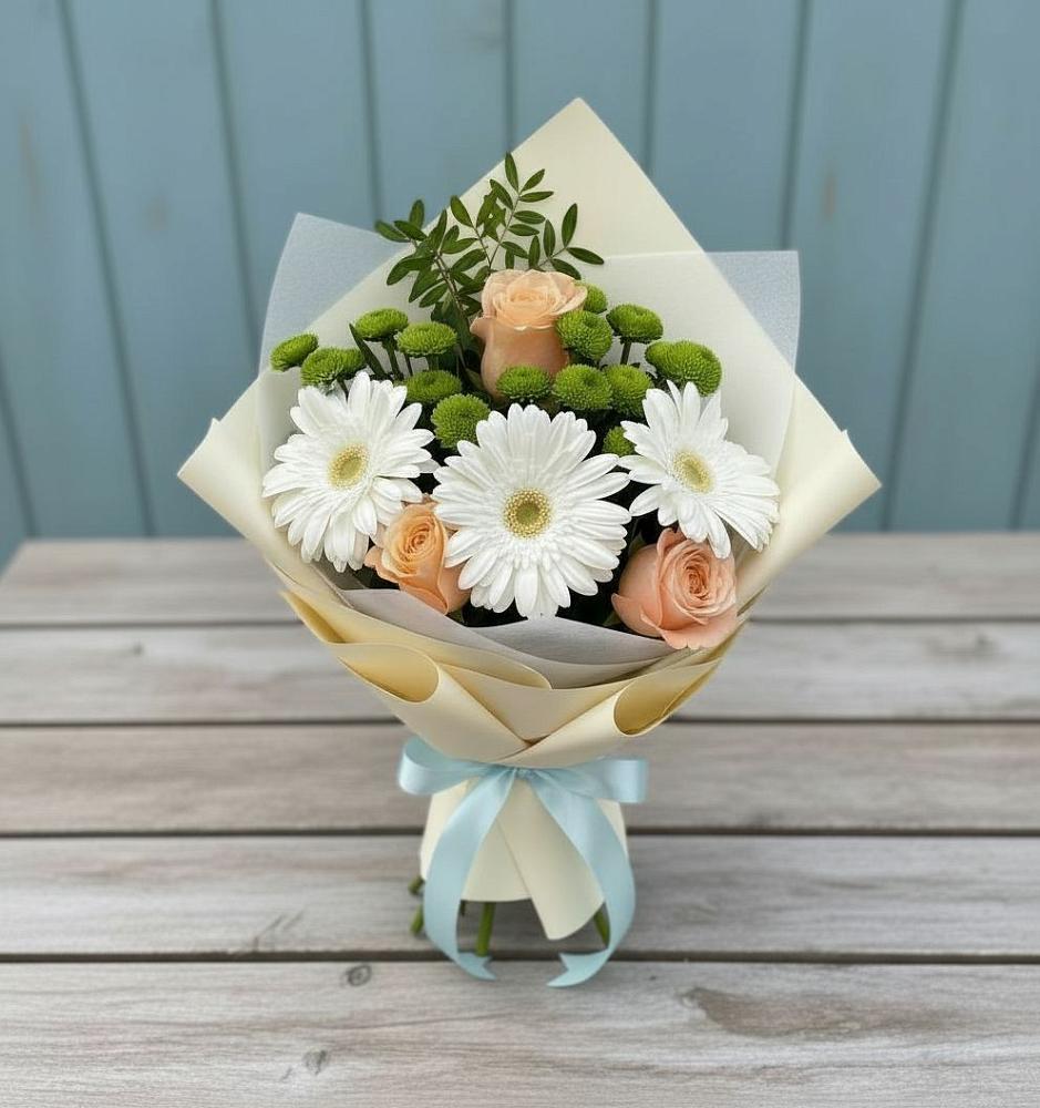 Букет цветов из: Герберы, Розы и Хризантемы в Орловском Ростовской области
