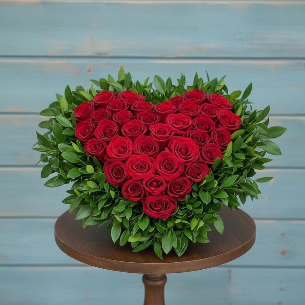 Цветочная композиция из Розы в виде сердца в Орловском Ростовской области