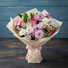 Букет цветов из:  Хризантемы, Альстромерии и Розы в Орловском Ростовской области