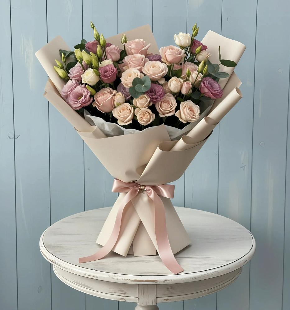 Букет цветов из: Розы и Лизиантусы в Орловском Ростовской области