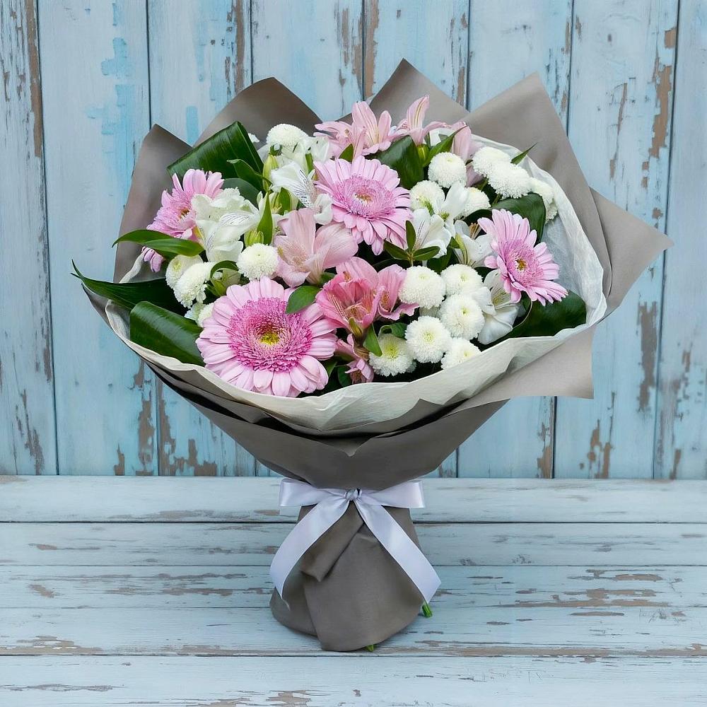 Букет цветов из: Герберы, Альстромерии и Хризантемы в Орловском Ростовской области